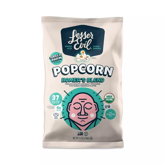 (Pack Of 12) Lesser Evil Homers Blend Organic Popcorn 4.6 Oz