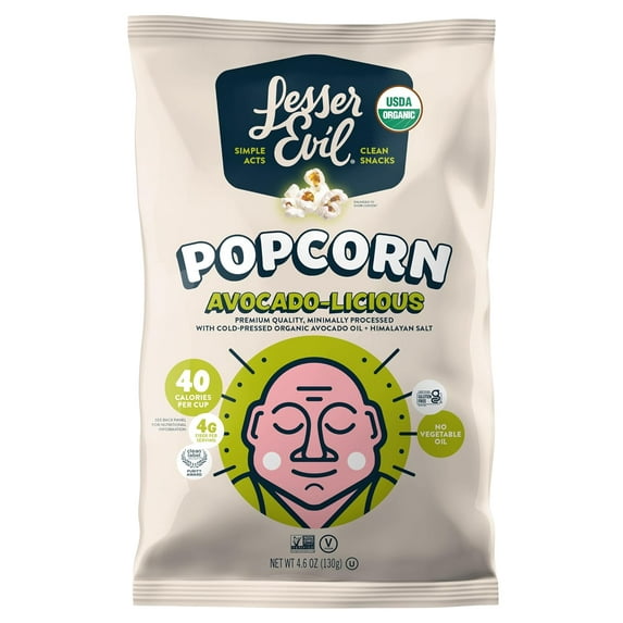 (Pack Of 12) Lesser Evil Popcorn Avocado-Licious Organic 4.6 Oz