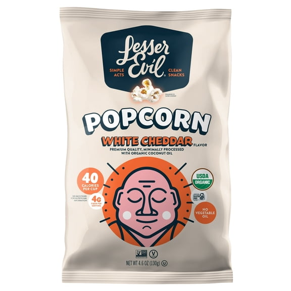 (Pack Of 12) Lesser Evil Popcorn White Cheddar Organic 4.6 Oz