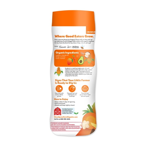 (Pack Of 12) Once Upon A Farm Puffs Mango Carrot Coconut 1.5 Oz