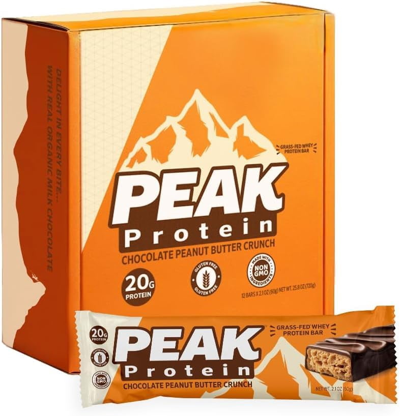 (Pack Of 12) Peak Protein Bar Protein Chocolate Peanut Butter Crunch 2.1 Oz