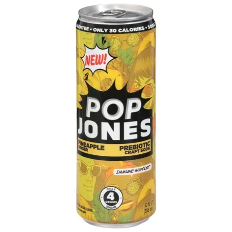 (Pack Of 12) Pop Jones Prebiotic Soda Prebiotic Pineapple Ginger 12 Fo