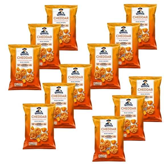 Pack Of 12 Quaker Rice Cheddar Cheese Crisps, Gluten Free, 0.67 Oz Per Pack