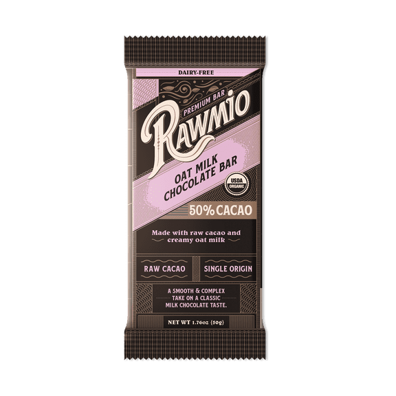 (Pack Of 12) Rawmio Premium Oat Milk Chocolate Bar, 50% Cacao 1.76 oz