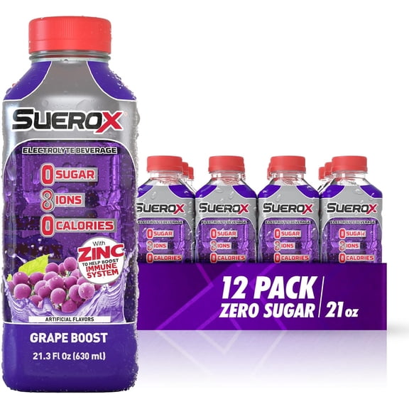 (Pack Of 12) SueroX Beverage Grape Boost 21.3 Fl Oz