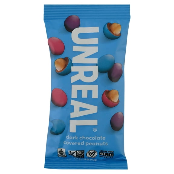 (Pack Of 12) Unreal Chocolate Dark Peanut Gems 1.5 Oz
