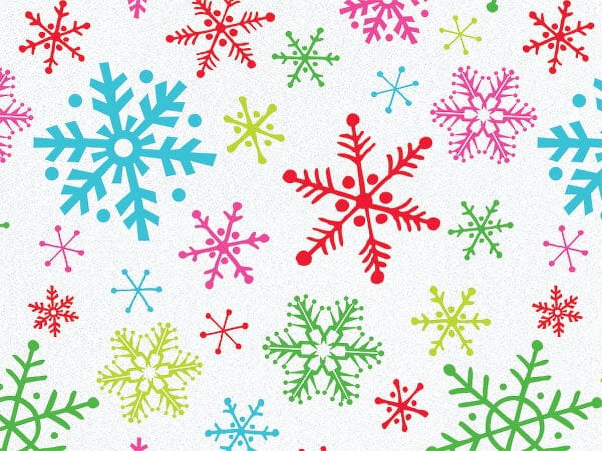 Pack Of 120, Bright Snowflakes Recycled Christmas Printed Tissue Paper 20" X 30" Sheets Half Ream Made In USA
