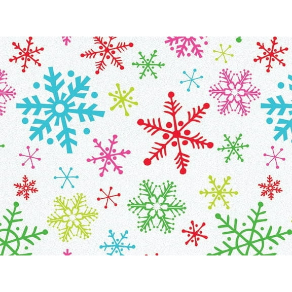 Pack Of 120, Bright Snowflakes Recycled Christmas Printed Tissue Paper 20" X 30" Sheets Half Ream Made In USA