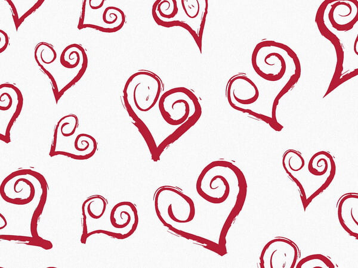 Pack Of 120, Curly Swirly Hearts Tissue Paper 120" x 30" Half Ream Made in USA