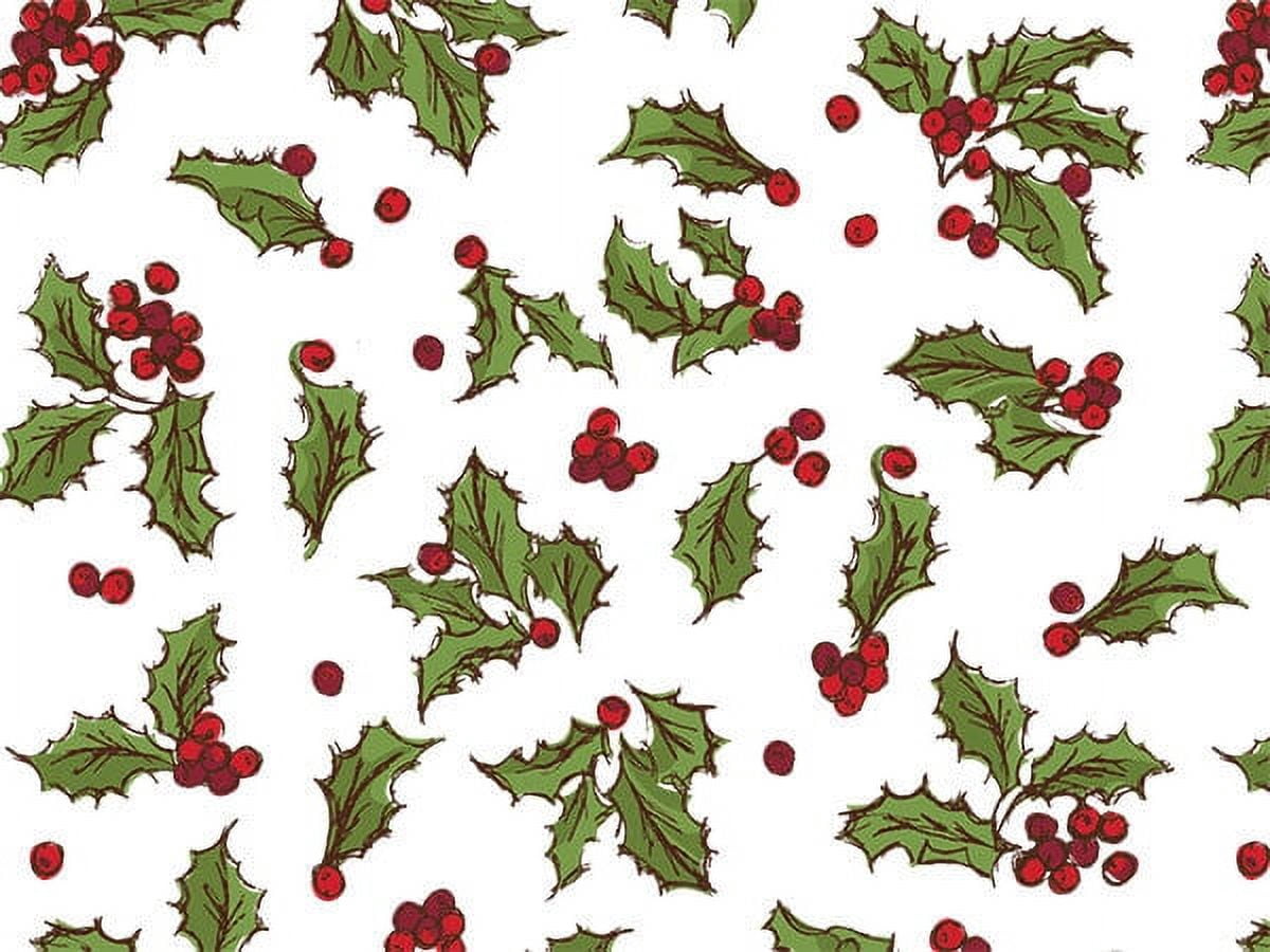 Pack Of 120, Holly Berry Toss Recycled Christmas Printed Tissue Paper 20" X 30" Sheets Half Ream Made In USA