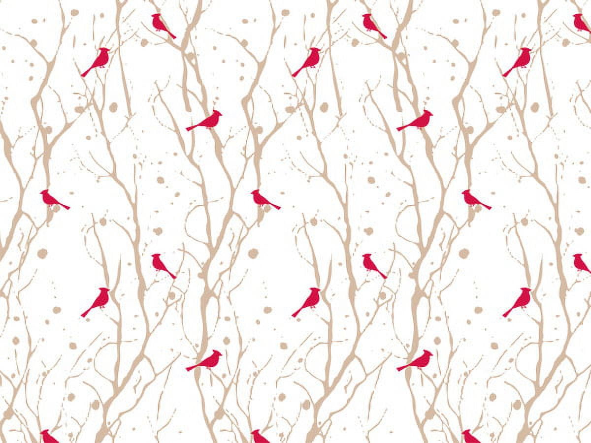 Pack Of 120, Woodland Cardinals Recycled Christmas Printed Tissue Paper 20" X 30" Sheets Half Ream Made In USA