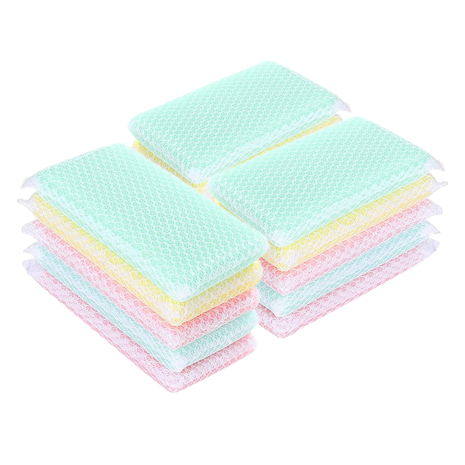 Pack Of 15 Kitchen Dishwashing Sponges Mesh Net Scouring Pad Multi