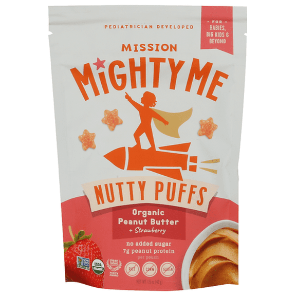 (Pack Of 15) Mission Mighty Me Puffs Peanut Butter With Strawberry 1.5 Oz