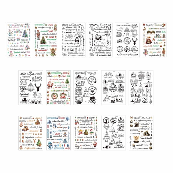 Pack Of 16 Christmas Pattern Water Slide Decal Christmas Decal Water Slide Film Decal For Crafting