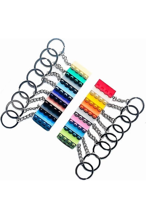 Pack Of 16 Key Rings, Building Block Key Chains, Plastic Key Rings,multiple Colours