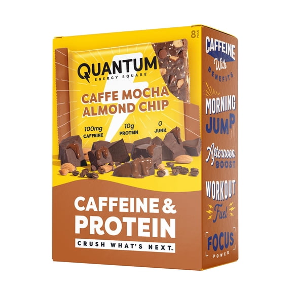 (Pack Of 16) Quantum Energy Squares Bar Caffe Mocha Almond 1.69 Oz - 2 Boxes 8 each