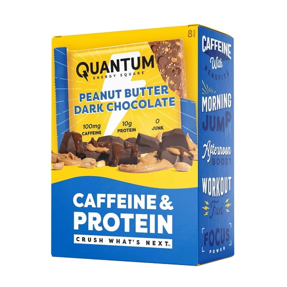 (Pack Of 16) Quantum Energy Squares Bar Peanut Butter Dark 1.69 Oz - 2 Boxes 8 each