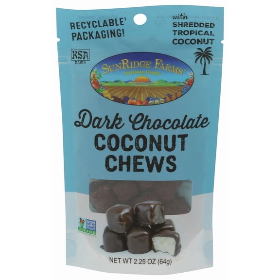 (Pack Of 16) Sunridge Farm EB Chews Coconut Dark Chocolate 2.25 Oz