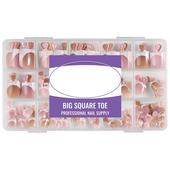 160/128pcs Discreet Fake Toenail Tips NonDamaging Adhesive Flexible Natural Fit Press on Toenails For Special Occasion