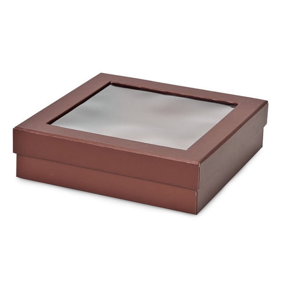 Pack Of 18, Chocolate X-Lg Gourmet Rigid Window Box 7-7/8X7-7/8X2-1/8" As Perfect Christmas & Valentine Candy Box