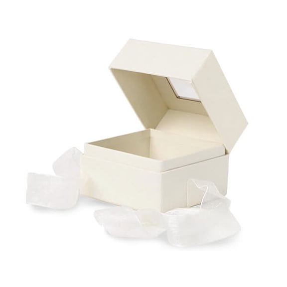 Pack Of 18, Petite Size Ivory Solid Gift & Gourmet Presentation Square Box 3.75 X 3.75 X 3" W/Ribbon 17" Length