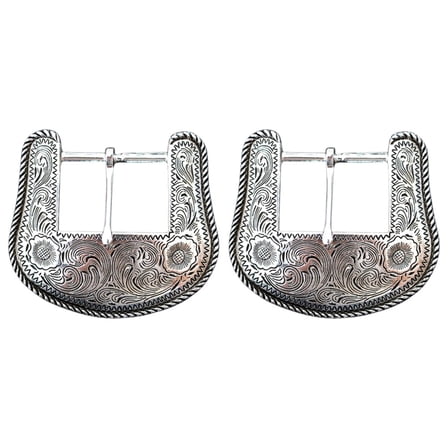 Pack Of 2 1-1/2 In Horse Tack Die Cast Belt Buckle Silver Plated Concho