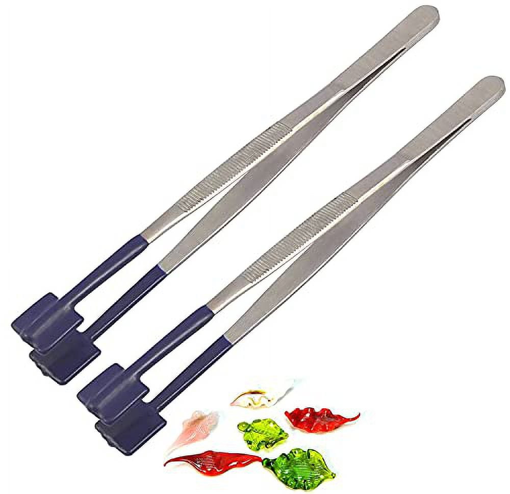 Pack Of 2 8 Inch Rubber Tipped Tweezers PVC Silicone Coated Soft Non