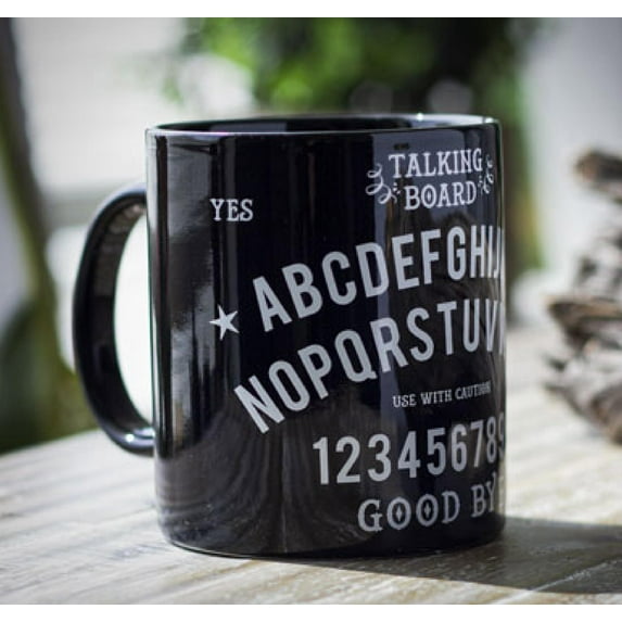 Pack Of 2 Black Wicca Occult Magic Spirit Talking Board Porcelain Coffee Mugs