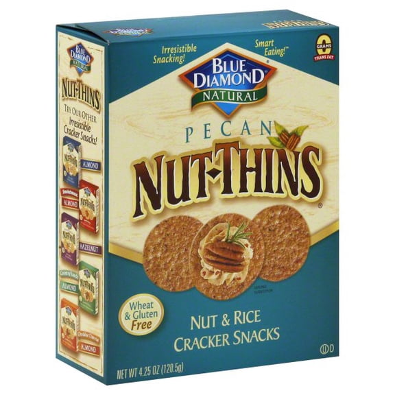 Pack Of 2 Blue Diamond Nut-Thins Pecan Nut & Rice Cracker Snacks - 4.25 oz (Packaging May Vary)