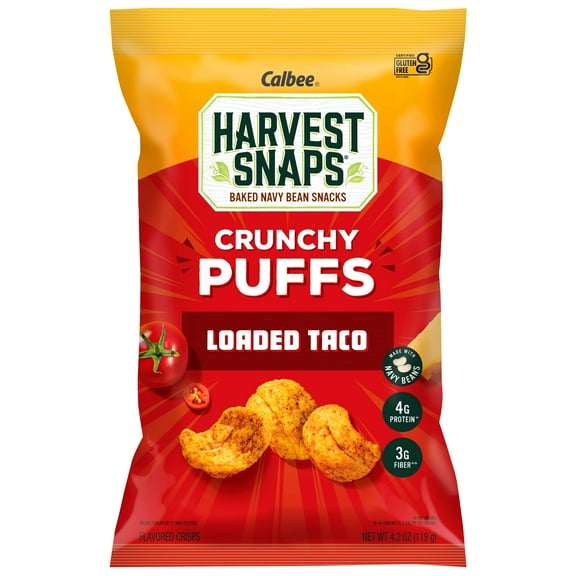Pack Of 2 Calbee Harvest Snaps Loaded Taco Crunchy Puffs, 4.2 oz (Package May Vary)