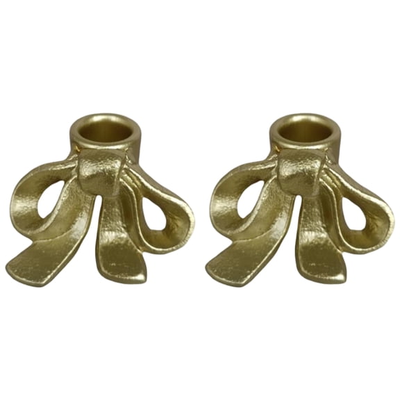 Pack Of 2 Cast Iron Bow Base Holders Candlestick For Wedding Decoration And Elegant Table Candlestick
