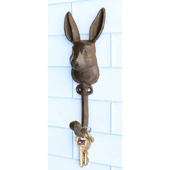 Pack Of 2 Cast Iron Farmhouse Rustic Whimsical Bunny Rabbit Wall Coat Hooks