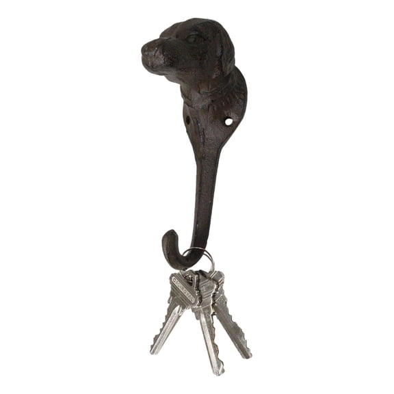 Pack Of 2 Cast Iron Rustic Canine Pet Pal Dog Wall Coat Keys Hook Sculptures
