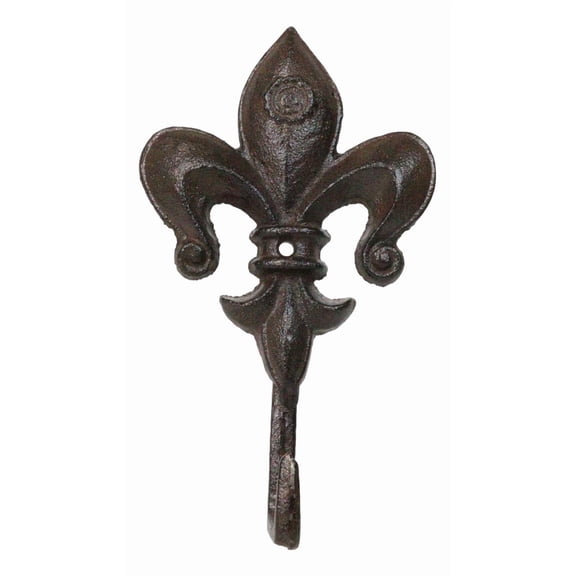 Pack Of 2 Cast Iron Rustic Fleur De Lis Emblem Wall Hook Towel Coat Hats Hangers