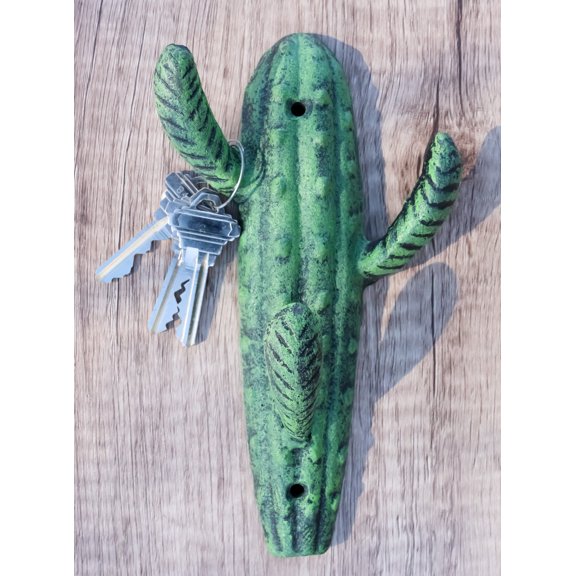 Pack Of 2 Cast Iron Rustic Western Desert Saguaro Cactus 3-Pegs Triple Wall Hook