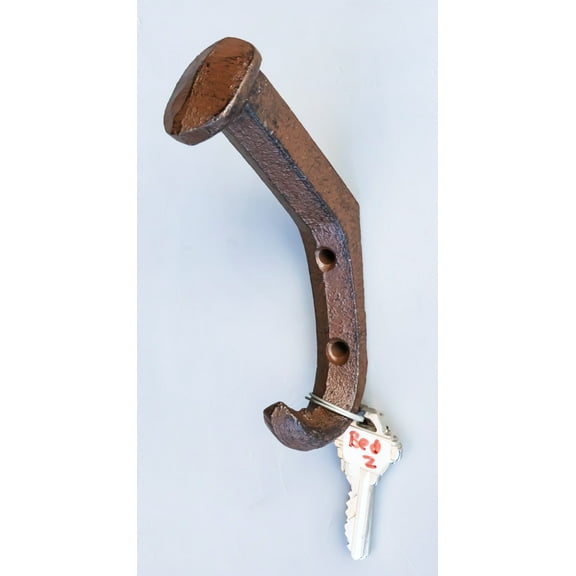 Pack Of 2 Cast Iron Rustic Western Rugged Railroad Nail Spike Wall Coat Hooks