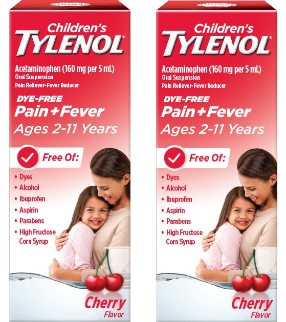 Pack Of 2 Children's Tylenol Suspension for Ages 211 DyeFree Cherry