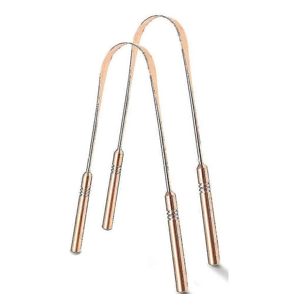 Pack Of 2 Copper Tongue Scraper Cleaner | Dentist Recommended For Dental Health And Fresh Breath-MXBC