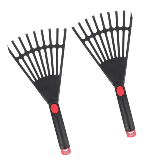 Pack Of 2 Ergonomic Plastic Garden Rakes With 9 Teeth Lightweight For Soil Cultivation Weeding And Planting Landscaping