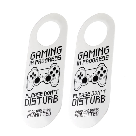 Set of 2 Gaming In Progress Door Signs for Gamers Gaming Room Door Hanger Sign Plaques for Teenage Men