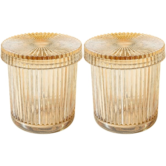 Pack Of 2 Glass Cotton Swab Holders With Sealed Lids For Bathroom Countertop Organization And Dustproof Storage