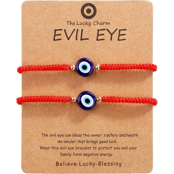Pack Of 2 Handmade String Red Evil Eye Bracelets Blue Evil Eye Jewelry Bracelet for Women Men Teens Braclets mal de ojo bracelets ojo turco pulsera