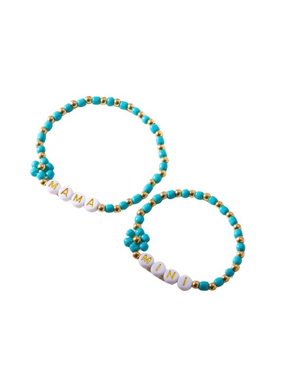 Pack Of 2 Heart Beaded Stackable Jewelry Gifts Resin Bead Bracelets Accessory For Mother's Day And Birthday Gifts