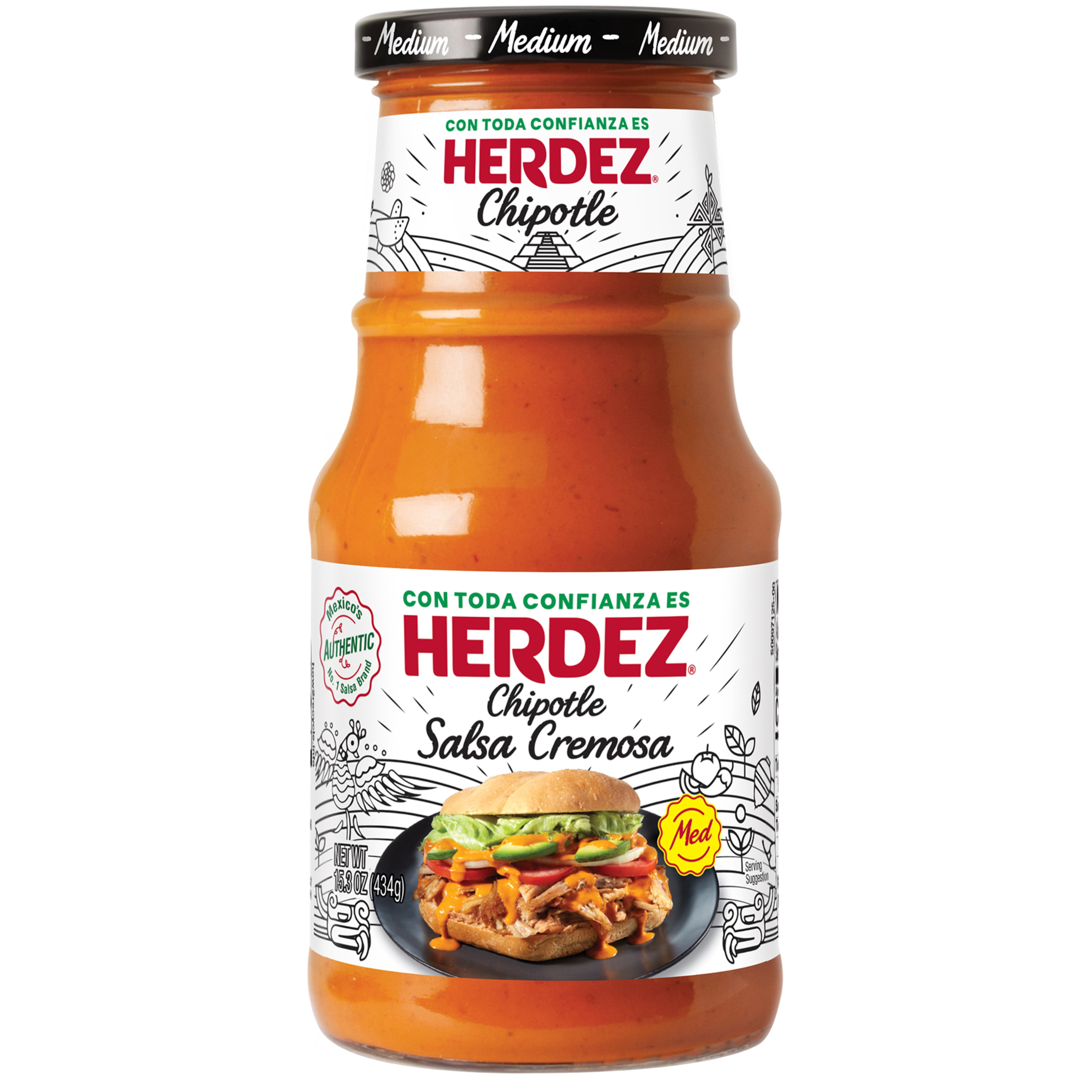 Pack Of 2 Herdez Medium Chipotle Salsa Cremosa - 15.3 oz (Packaging May Vary)