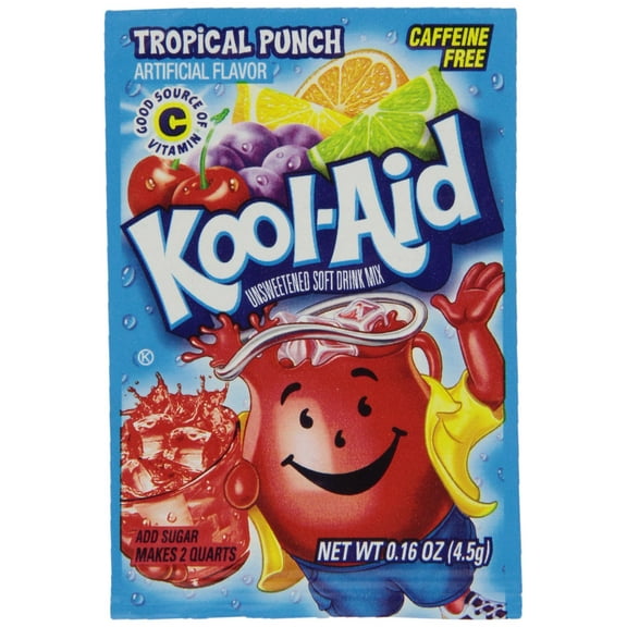 Kool-Aid Unsweetened Caffeine Free Tropical Punch Zero Calories Powdered Drink Mix 1 Count Pitcher Packet - Pack of 2