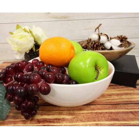 Pack Of 2 Large Contemporary Round White Jade Melamine Ramen Pho Vegetable Bowls
