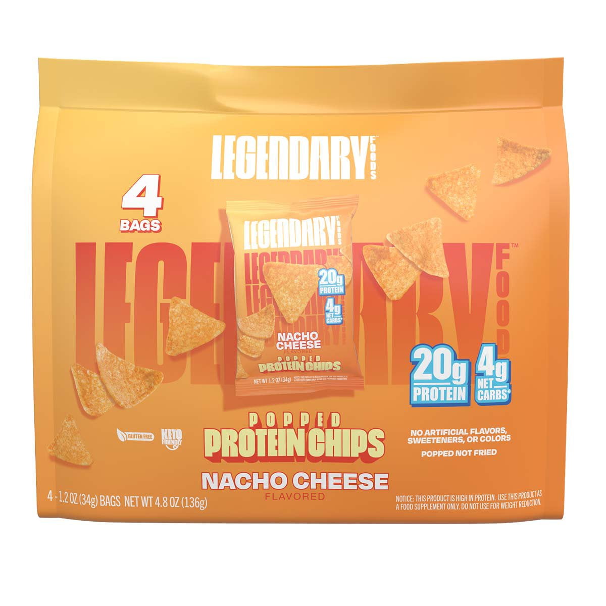 Pack Of 2 Legendary Foods 20g Protein Chips Multipack - Nacho Cheese, 4 ct (Package May Vary)