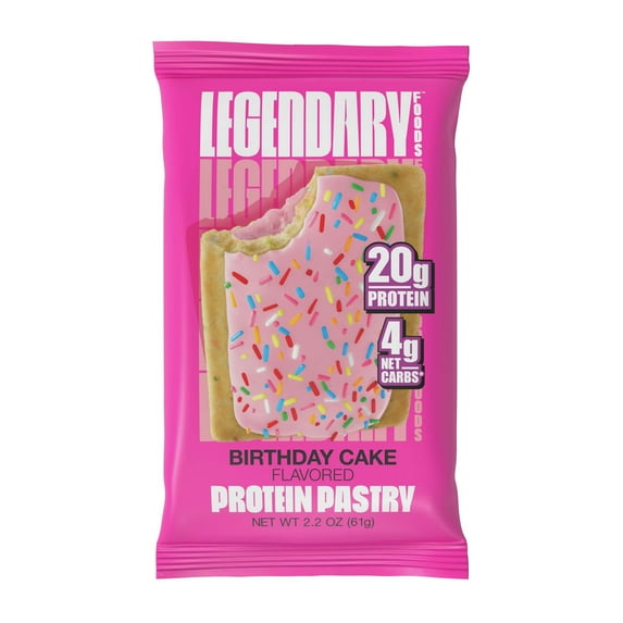 Pack Of 2 Legendary Foods 20g Protein Tasty Pastry - Birthday Cake - 2.2 oz (Packaging May Vary)
