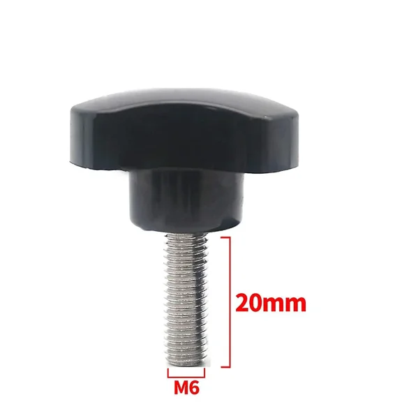 Pack Of 2 M6 X 20Mm Star Shaped Plastic Triangular Head Screws Black Male Thread