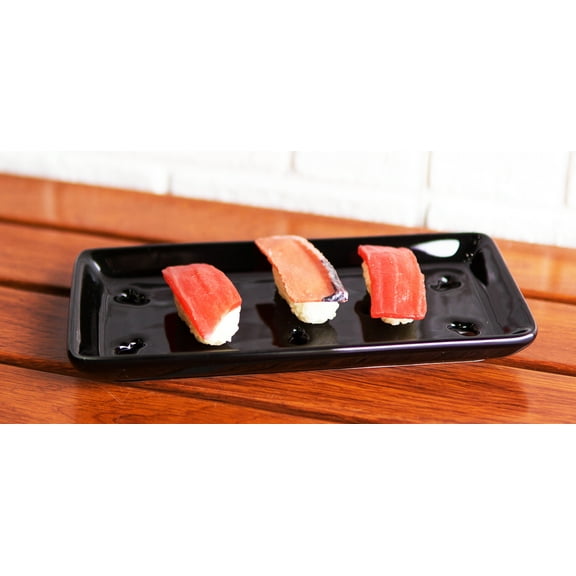 Pack Of 2 Made In Japan Black Neta Zara Porcelain Sushi Sashimi Chef Drip Plates